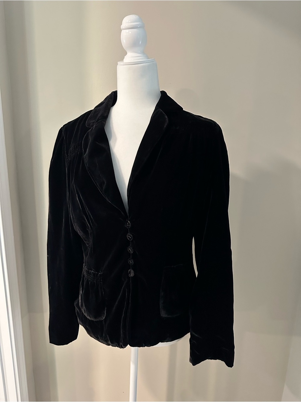 Willi Smith Black Velvet Tailored Button Blazer